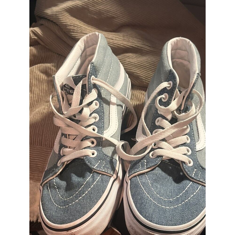 VANS SK8 MID REISSUE DENIM 2 TONE TRUE BLUE SKATEBOARD SNEAKERS M 6.5 W 8.0